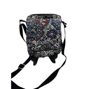 Vera Bradley Crossbody Shoulder Bag With Multicolor Floral Pattern & Zippered Co